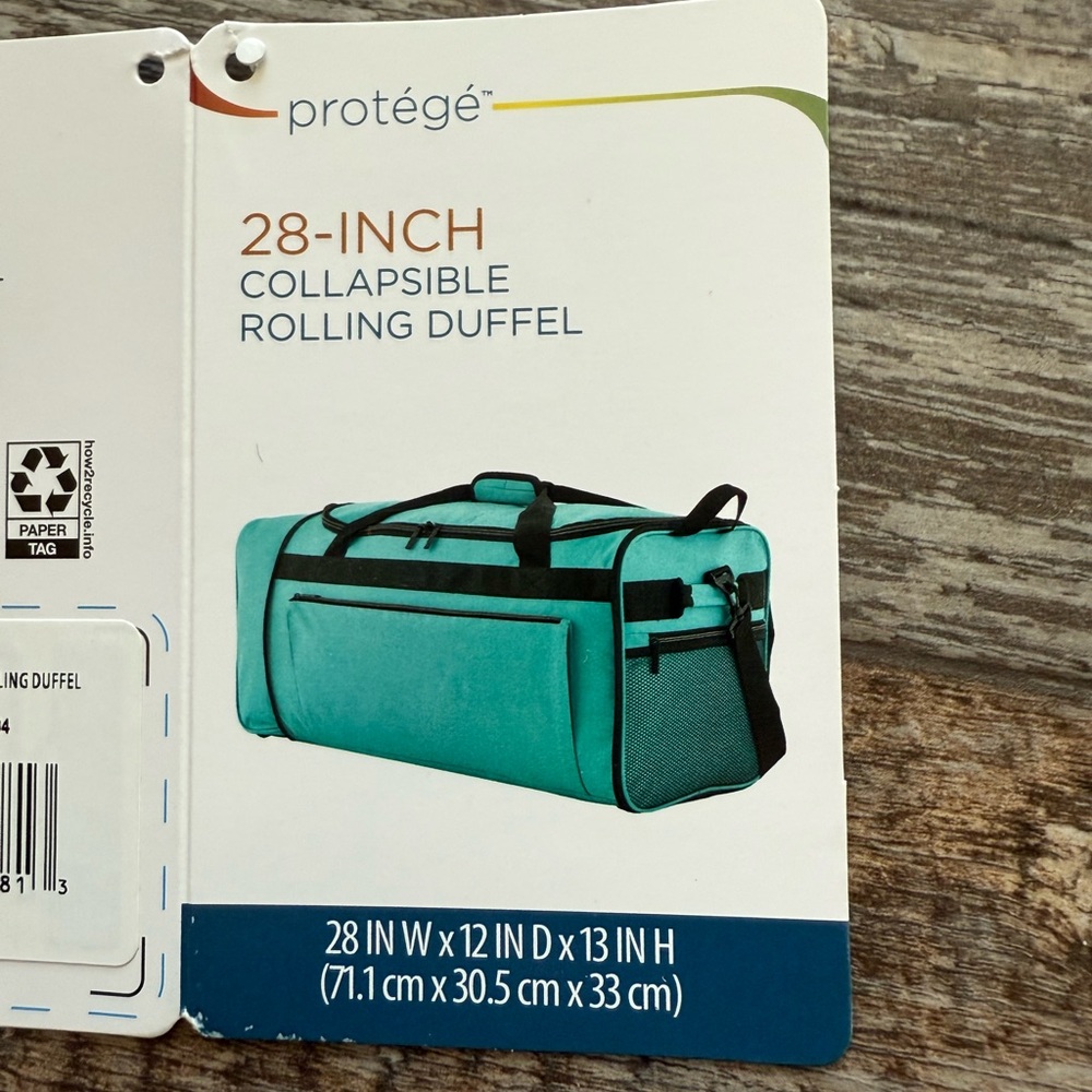 Protégé Teal Collapsible Rolling Duffel